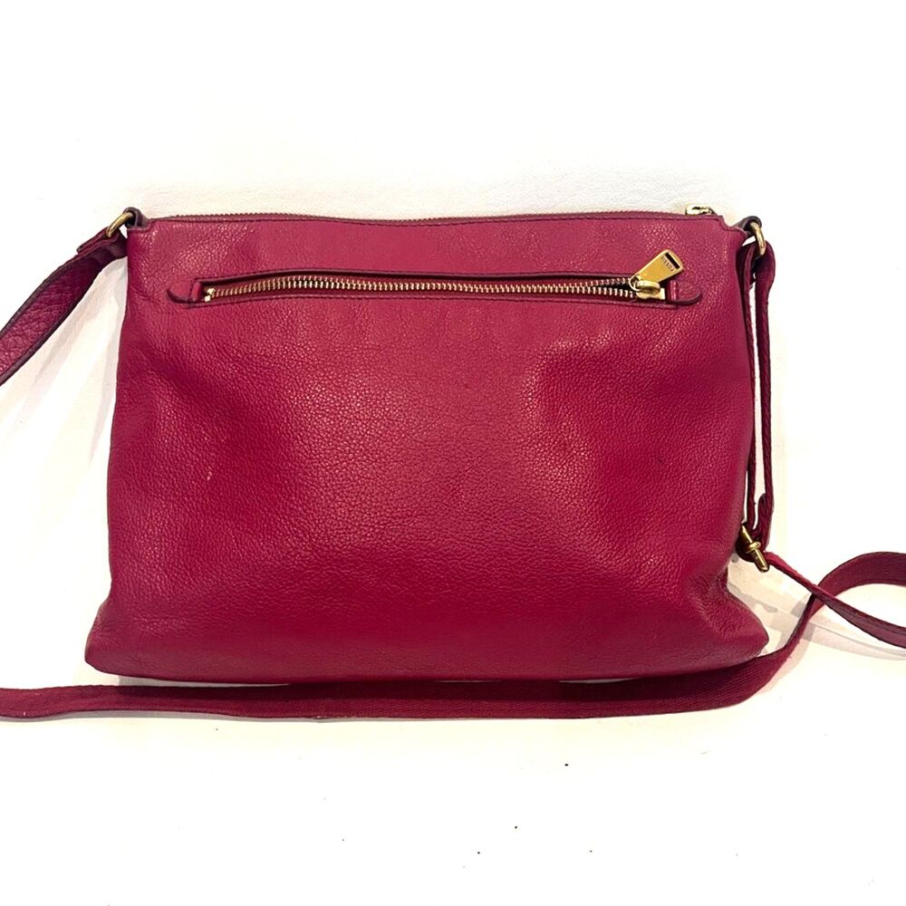 Fossil Kinley Crossbody Bag Wine/Fig Leather Suede - Picture 5 of 12
